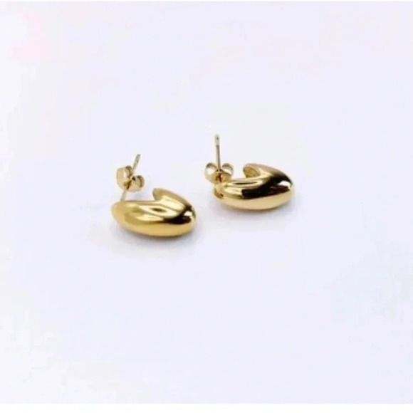 Golden Stud Earrings | 18k Gold Plated - Picture 2 of 5